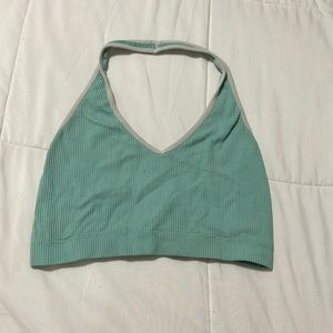 Teal cropped halter top in small with rubbing